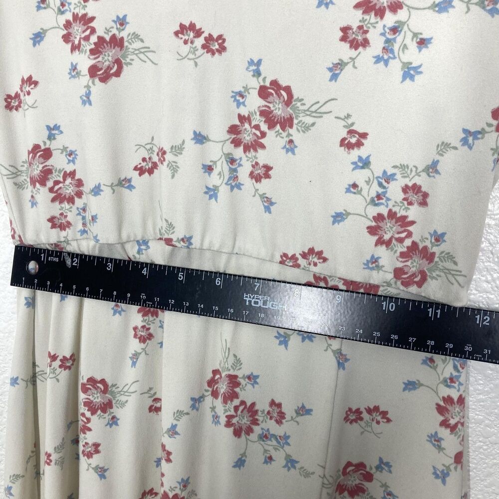 WAYF Cotagge Core Dress Womens XS Cream Floral Maxi Short Sleeve V Neck Stretch - Picture 8 of 15